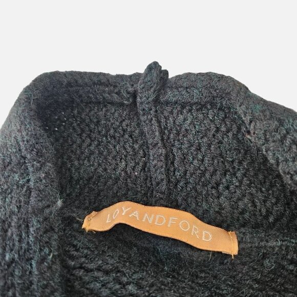 Loyandford Heavy Wool Sweater Hunter Green Tight Knit Deep V Neck Women M - Picture 6 of 10